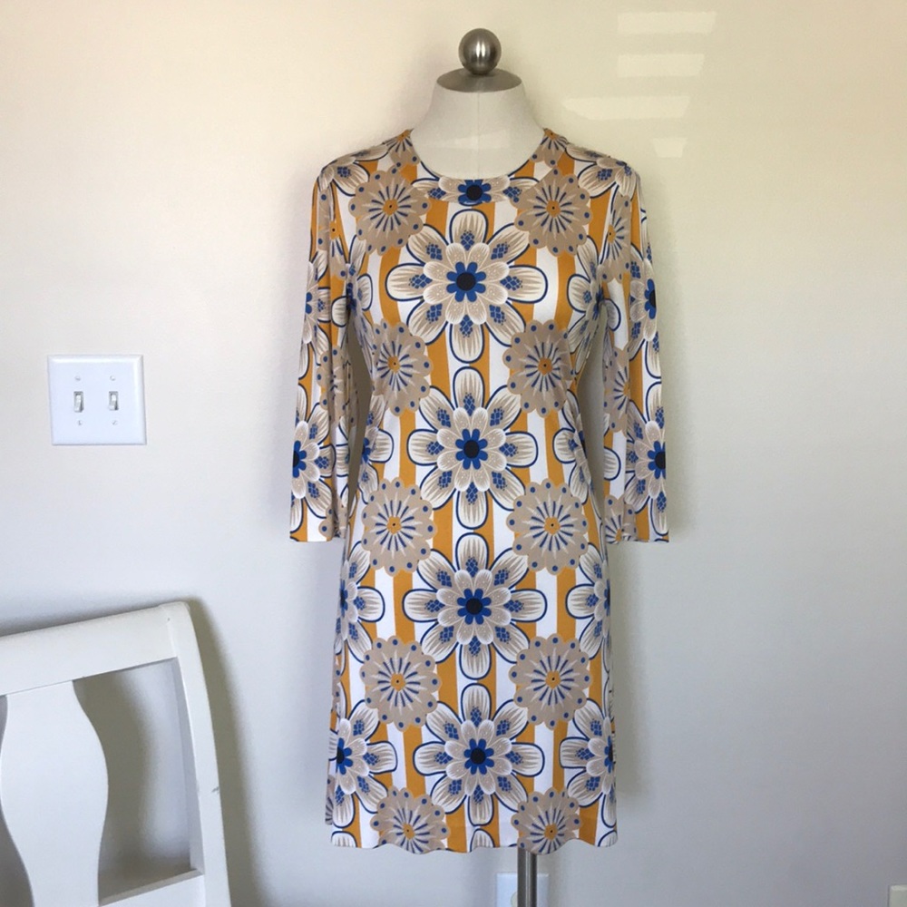 Tory Burch size 6 shift dress yellow and blue